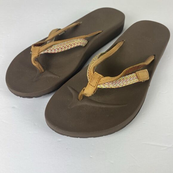 Teva Azure 2 Straps Flip Flops Sandals Women Sz 8 Brown Beach Vacation Outdoors - Picture 1 of 8